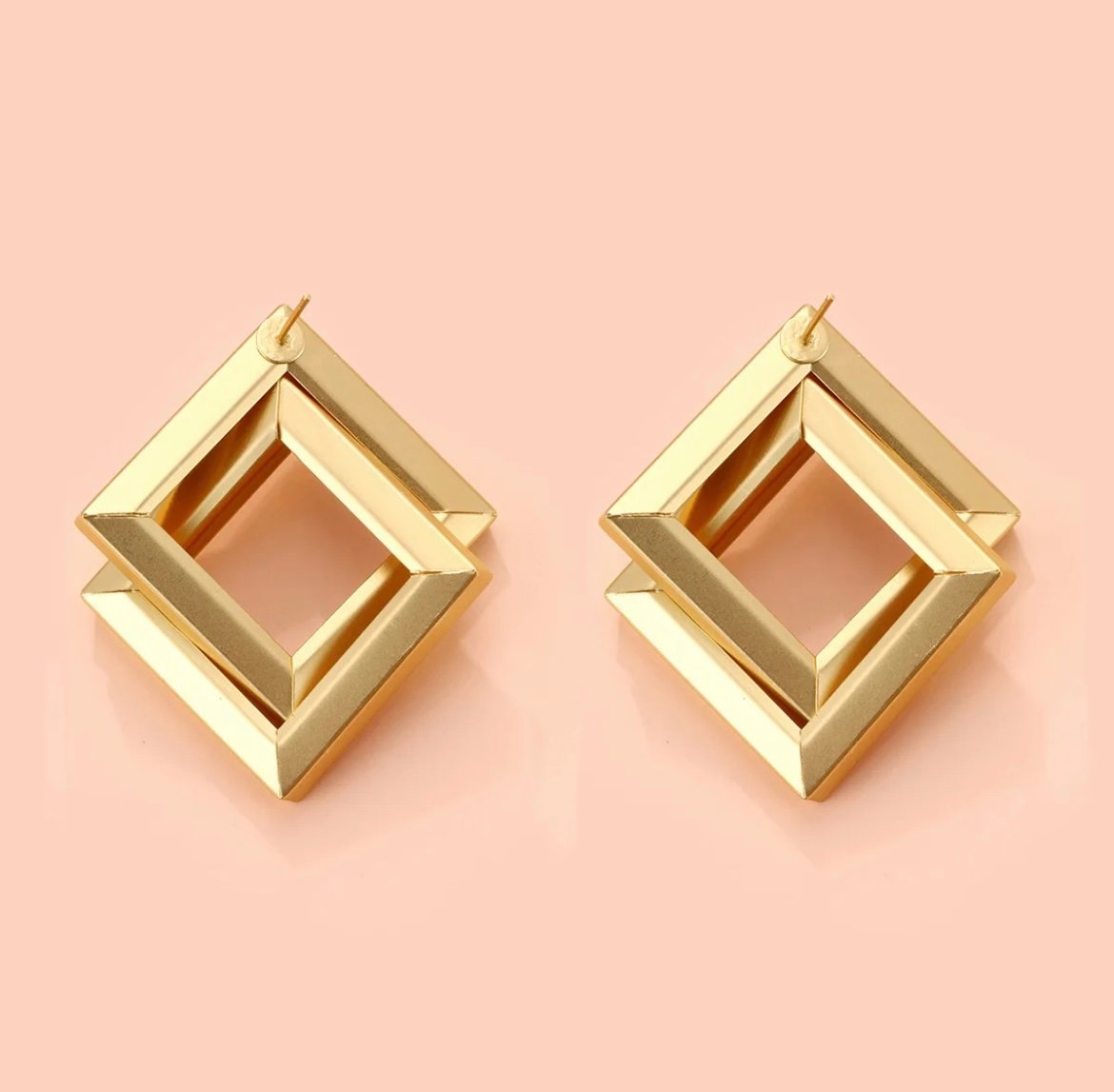 Golden Quadrilateral Stud Earring